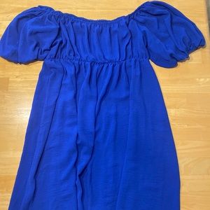 Off the shoulder blue dress